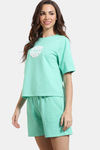 Zivame Hide N Seek Knit Cotton Shorts Set - Ice Green — thumbnail 3